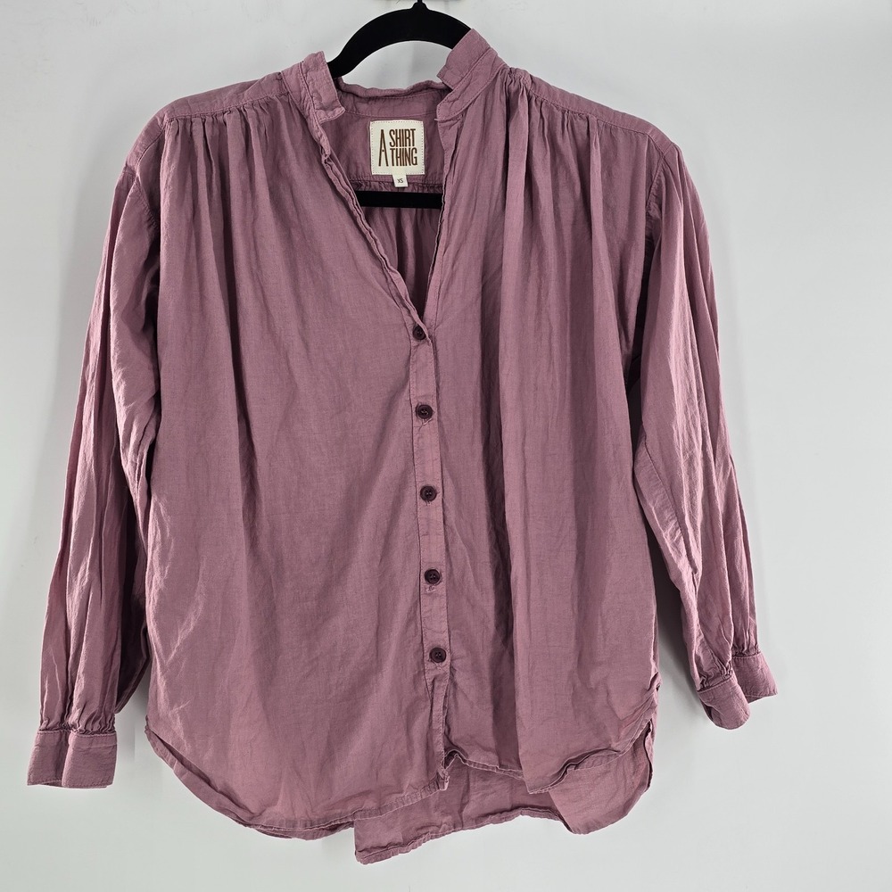 A Shirt Thing Women's Flora Cabo Blouse Lavender Cotton Long Sleeve Size XS
